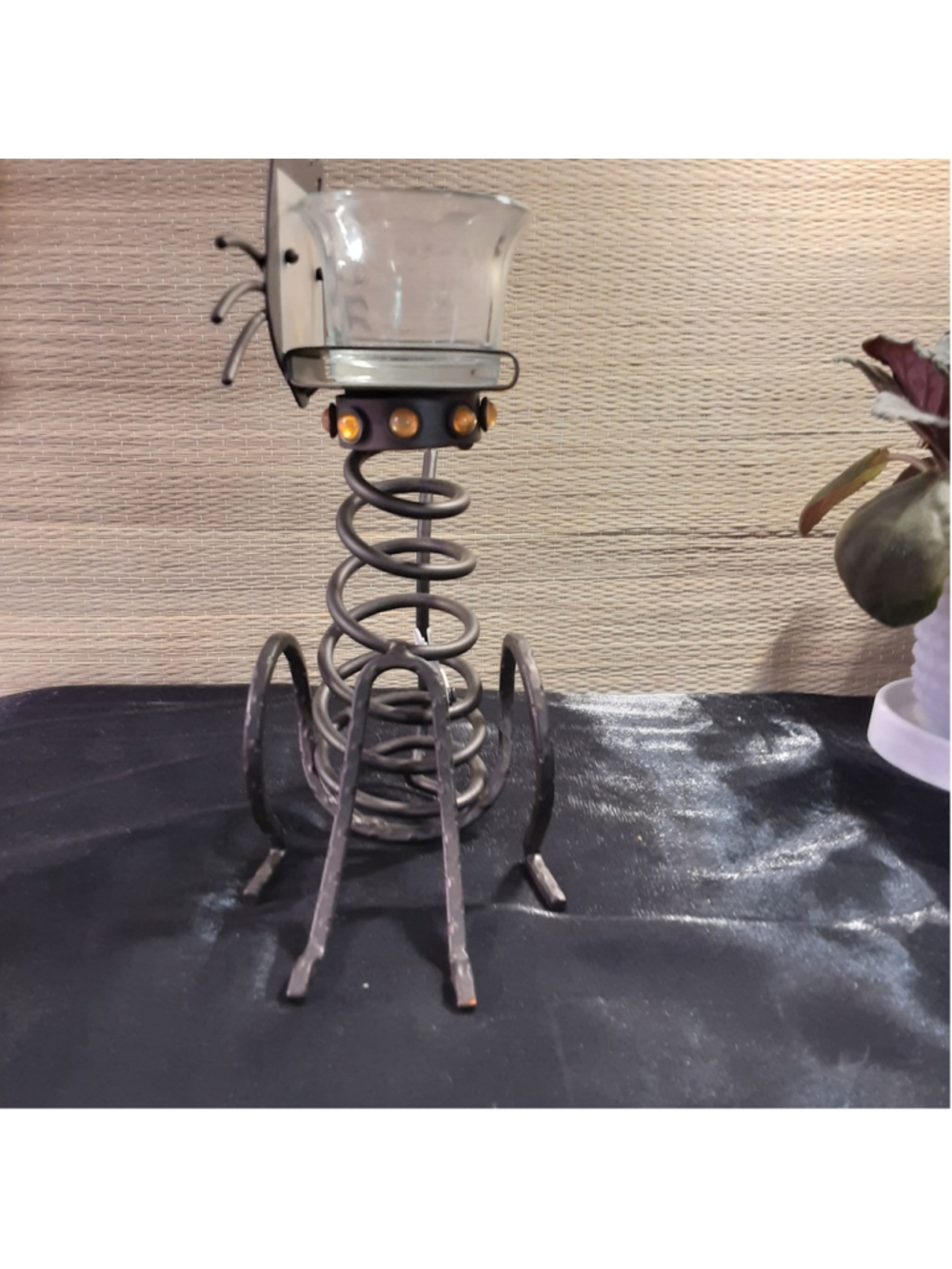PartyLite Black Cat Spring Body Candle Holder with fish - Picture 2 of 5